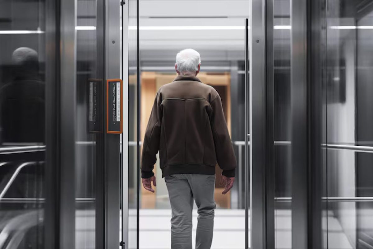 back-view-elderly-man-entering-modern-glass-elevator-with-reflective-surfaces-contemporary-design_124507-310028