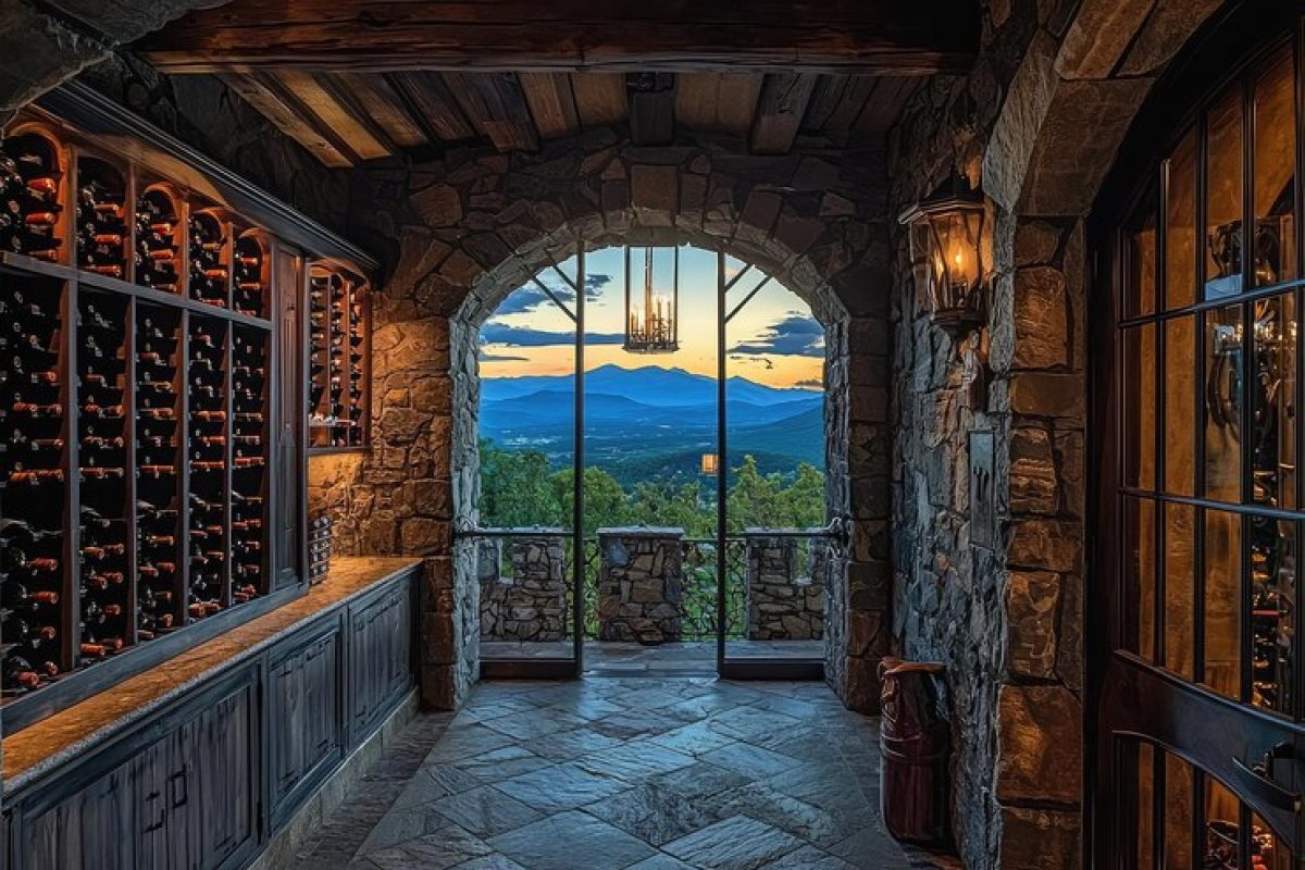 close-up-luxury-mansions-wine-cellar-featuring-stunning-view-mountains-sunset-stone-architecture-elegant-lighting-create-warm-inviting-atmosphere_908344-61169